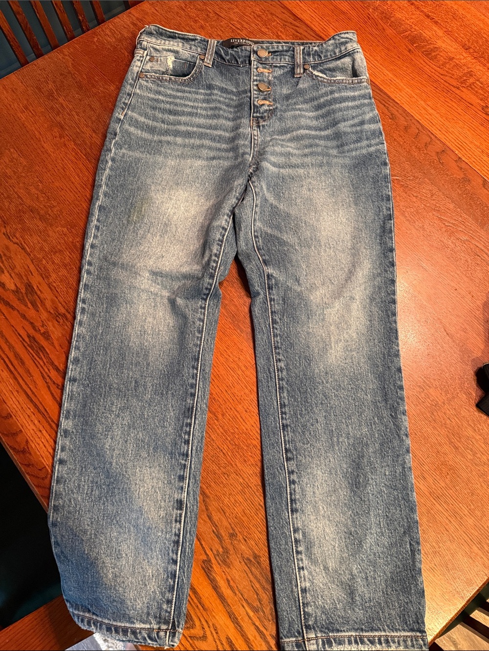Liverpool Womans Light Blue Washed Relaxed Jeans